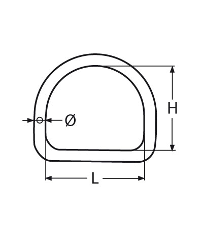 Technische Zeichnung zu D-Ring 6x39x30mm (Messing-vernickelt)
