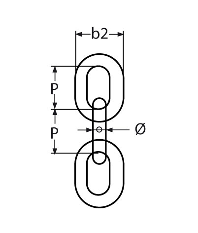 Technische Zeichnung zu 4mm Rundstahlkette V4A Ã€hnlich DIN 766 ab 1m