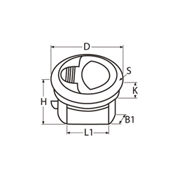 Technische Zeichnung zu Einlassgriff/VerschluÃ, rund, D=65x41mm (Edelstahl)