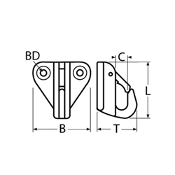 Technische Zeichnung zu Fenderhalter 36x34mm (Edelstahl)
