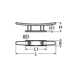 Technische Zeichnung zu Flachklampe 200mm (Edelstahl)