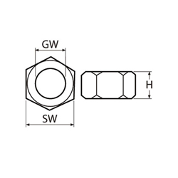 Technische Zeichnung zu Wantenspanner Kontermutter M16,  Linksgewinde (Edelstahl)
