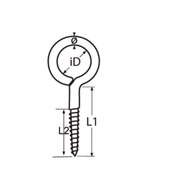 Technische Zeichnung zu Ãsenschraube mit Holzgewinde 20x10mm (Edelstahl)