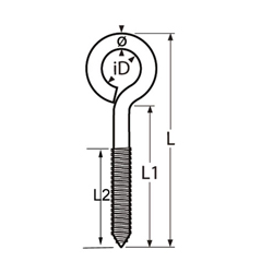 Technische Zeichnung zu Ãsenschraube, schwer mit Holzgewinde 6x100mm (Edelstahl)