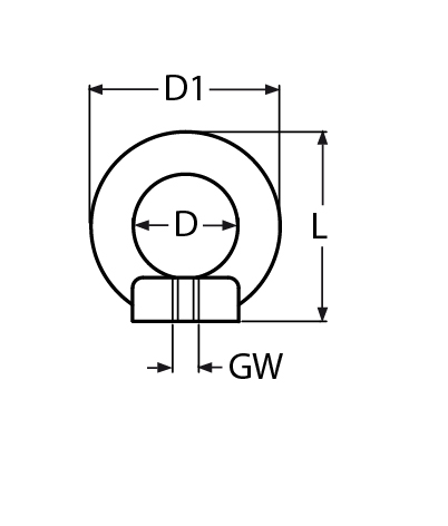 Technische Zeichnung zu Ring-Mutter M6 (A2-Edelstahl)