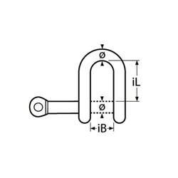 Technische Zeichnung zu SchÃ€kel mit unverlierbarem Bolzen 5mm (Edelstahl)