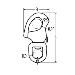 Technische Zeichnung zu WirbelschnappschÃ€kel mit Ãse/87mm (Edelstahl)