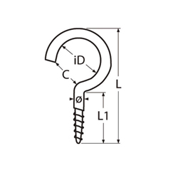 Technische Zeichnung zu Schraubhaken 3,3x60mm (Edelstahl)
