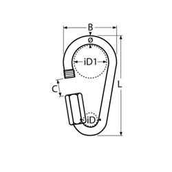 Technische Zeichnung zu Schnellverschluss, Birnen-Form, 6mm (Edelstahl)