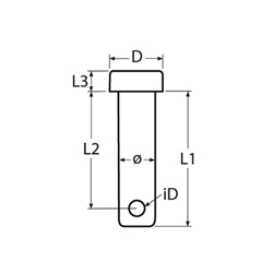 Technische Zeichnung zu Steckbolzen 10mm, 84mm (Edelstahl)