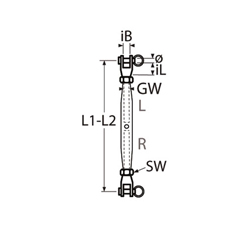 Technische Zeichnung zu Wantenspanner XL 12mm (Edelstahl)