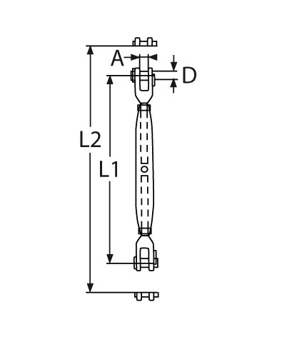 Technische Zeichnung zu Wantenspanner 14mm (Edelstahl)
