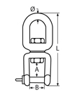Technische Zeichnung zu Wirbel Auge-Gabel/12mm (verzinkt)