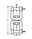 Technische Zeichnung zu Wirbel Gabel-Gabel/12mm (verzinkt)