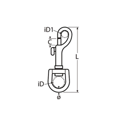 Technische Zeichnung zu Wirbel/Karabiner-mit Federzug 90mm (Edelstahl)