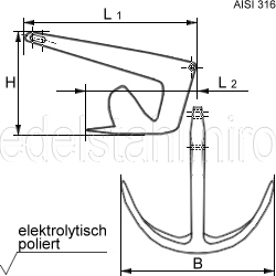Technische Zeichnung zu M-Anker V4A 50,0kg