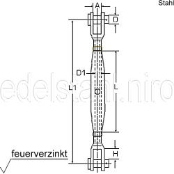Technische Zeichnung zu Wantenspanner 6mm (verzinkt)