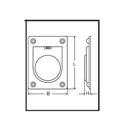 Technische Zeichnung zu Einlassgriff, rechteckig, 57x76mm (Edelstahl)