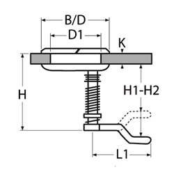 Technische Zeichnung zu Einlassgriff mit SchloÃ, rechteckig 63x63mm (Edelstahl)