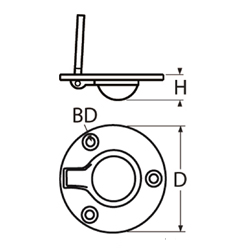 Technische Zeichnung zu Einlassgriff, rund, D=50x11mm (Edelstahl)