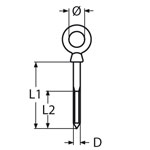Technische Zeichnung zu Augschraube-Standard 6x60mm Holzgewinde  (Edelstahl)