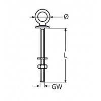 Technische Zeichnung zu Augbolzen-geschweiÃ�t 6x30mm (Edelstahl)