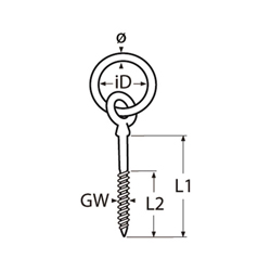 Technische Zeichnung zu Augbolzen mit Ring und Holzgewinde 8x80mm (Edelstahl)