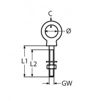 Technische Zeichnung zu Augbolzen-Standard 6x80mm  (Edelstahl)