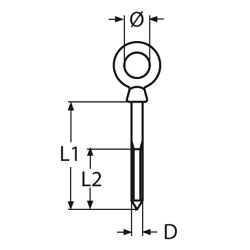 Technische Zeichnung zu Augenschraube mit Holzgewinde 8x80 (Edelstahl)
