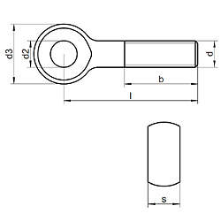 Technische Zeichnung zu Ã�senschraube A2 DIN444 M8x60