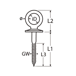 Technische Zeichnung zu Augschraube mit Kragen und Holzgewinde 8x80mm (Edelstahl) A4