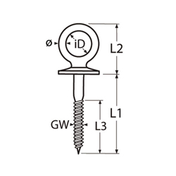 Technische Zeichnung zu Augschraube mit Kragen und Holzgewinde 8x80mm (Edelstahl) A4