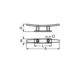 Technische Zeichnung zu Flachklampe 200mm (Edelstahl)