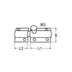 Technische Zeichnung zu Bolzenriegel, rechteckig, 80x35mm (Edelstahl A4) 