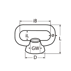 Technische Zeichnung zu BÃŒgelmutter M12 (Edelstahl)