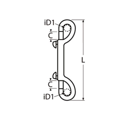Technische Zeichnung zu Doppelkarabiner 90mm (Edelstahl)