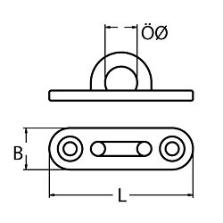 Technische Zeichnung zu Decksplatte, lange Form, 75x16mm (Edelstahl)