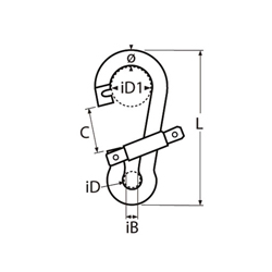 Technische Zeichnung zu Karabinerhaken Genius ohne Auge 10x100 (Edelstahl)