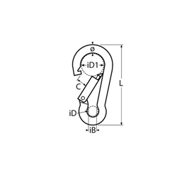 Technische Zeichnung zu Karabiner Standard 7x70mm (Edelstahl)