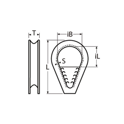 Technische Zeichnung zu Kausche mit Steg 16mm (Edelstahl)