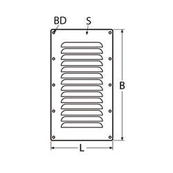 Technische Zeichnung zu Rechteckiges Kiemenblech 127x228mm (Edelstahl)