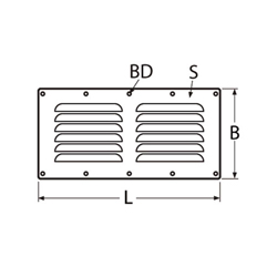 Technische Zeichnung zu Rechteckiges Kiemenblech 230x115mm (Edelstahl)