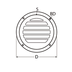 Technische Zeichnung zu Rundes Kiemenblech 100mm (Edelstahl)