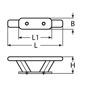 Technische Zeichnung zu Klampe 150mm, Skandinavisches Design (Edelstahl)