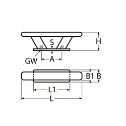 Technische Zeichnung zu Klampe 265mm, Skandinavisches Design (Edelstahl)