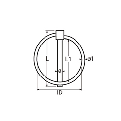 Technische Zeichnung zu Klappsplint 10,6mm mit Ring (Edelstahl)