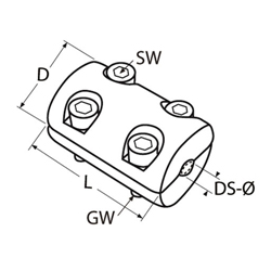 Technische Zeichnung zu Klemmring, schwer, M4, fÃŒr 3mm-Drahtseil (Edelstahl)