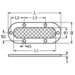 Technische Zeichnung zu LÃŒftungsgitter, 180x80mm, Edelstahl A4