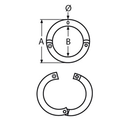 Technische Zeichnung zu Ring 6x30mm, zweiteilig mit Schraube (Edelstahl)