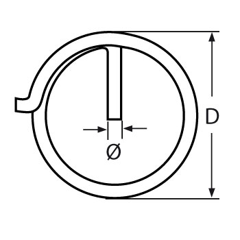 Technische Zeichnung zu Ringsplint (Sicherungsring) 1,2mm (Edelstahl)